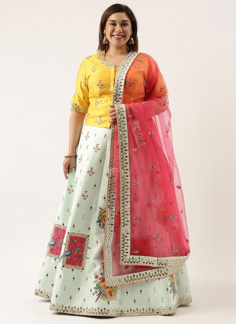 Look Designer Net And Satin Silk Plus Size Lehenga Cholis Collection Catalog